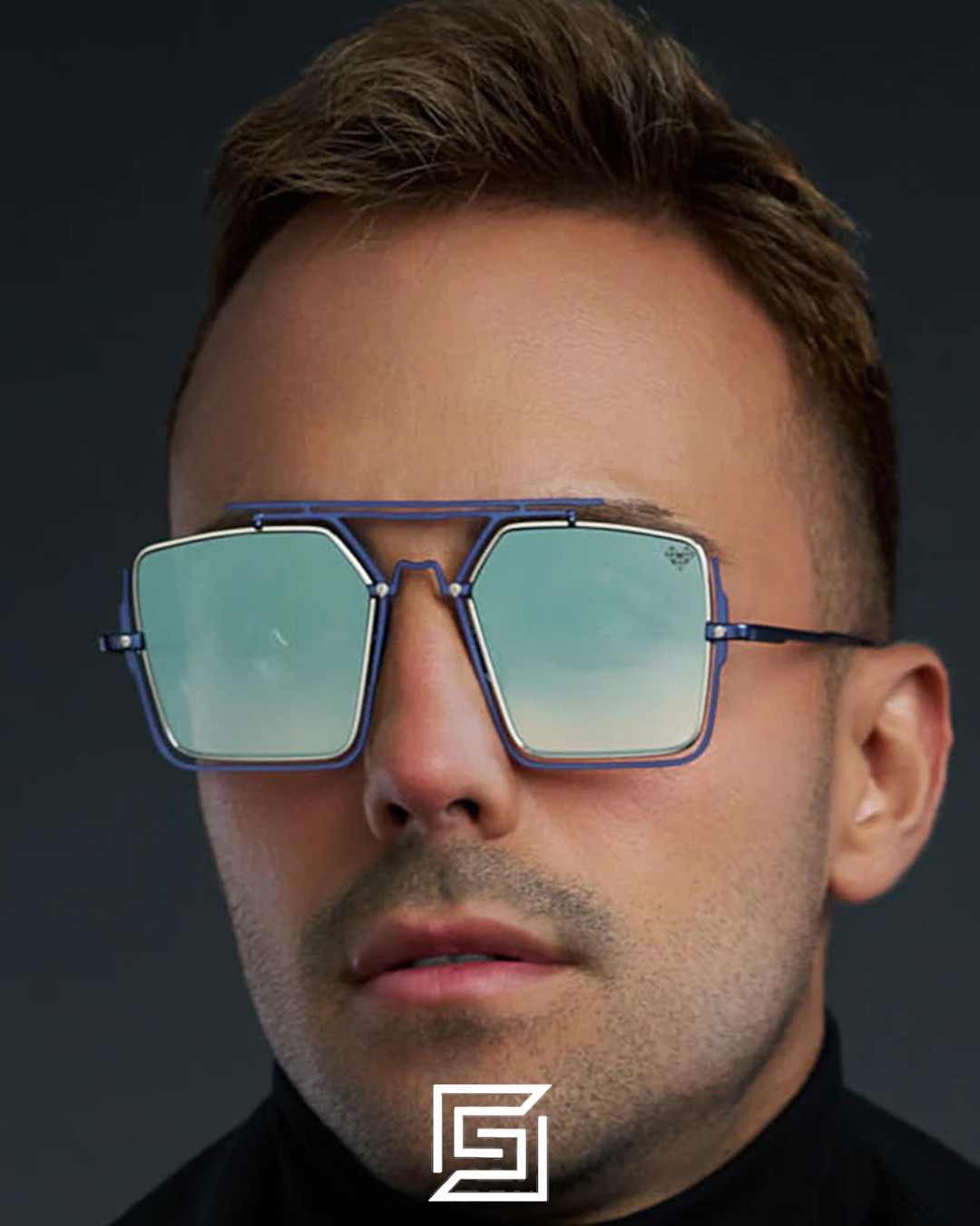 Vysen The Marcus - MA2 Dark Blue Matte Shiny Silver Frame Blue Gradient Lenses - Image 4