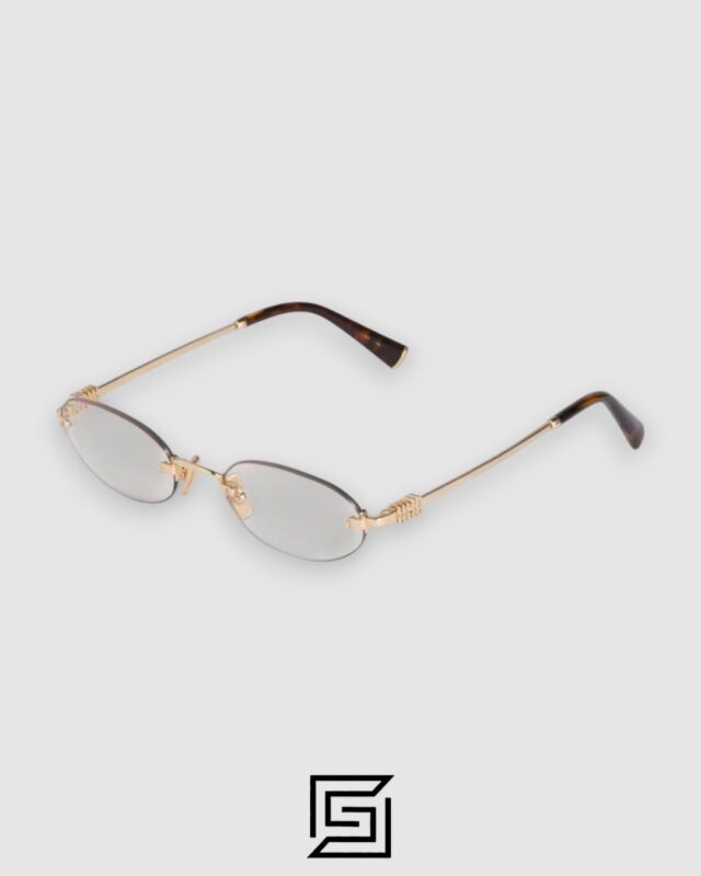 Miu Miu SMUA54s zvn101 Clear Blue Light Filter with Gold Frame