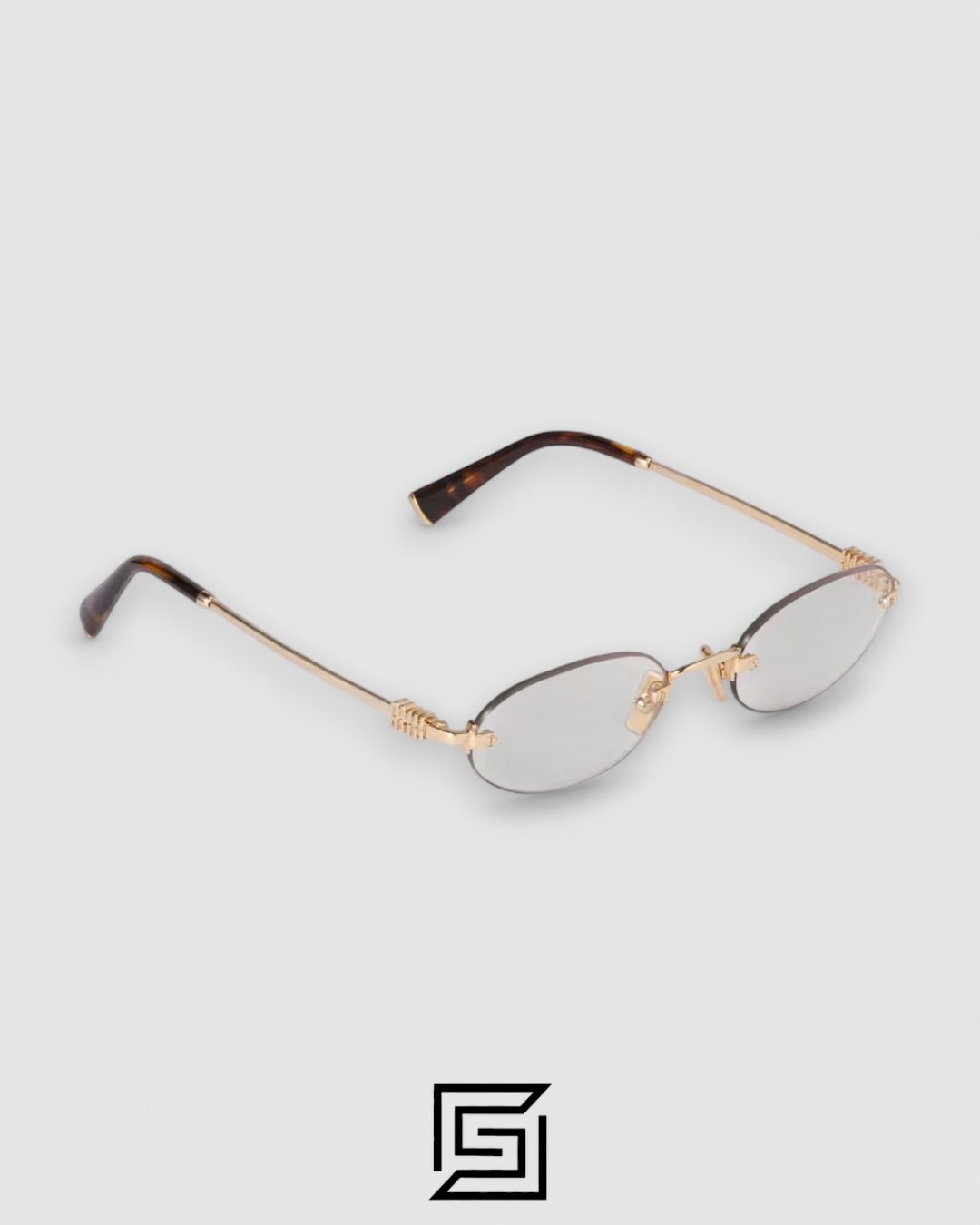 ⁦Miu Miu SMUA54s zvn101 Clear Blue Light Filter with Gold Frame⁩ - الصورة ⁦3⁩