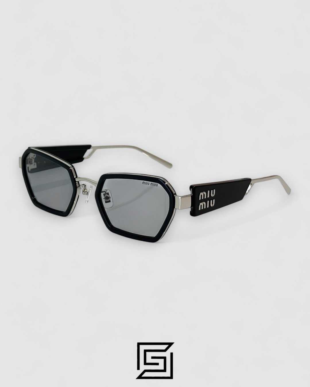 Miu Miu MU61 Light Grey Lenses and Silver Black Frame - Image 1