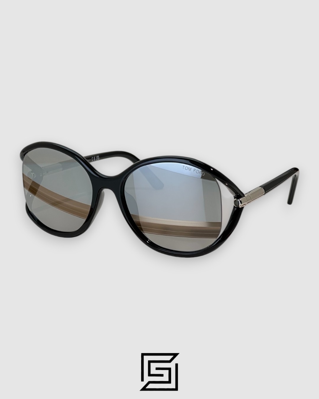 ⁦Tom Ford FT1090 Silver Mirror Lenses and Black Frame⁩ - الصورة ⁦1⁩