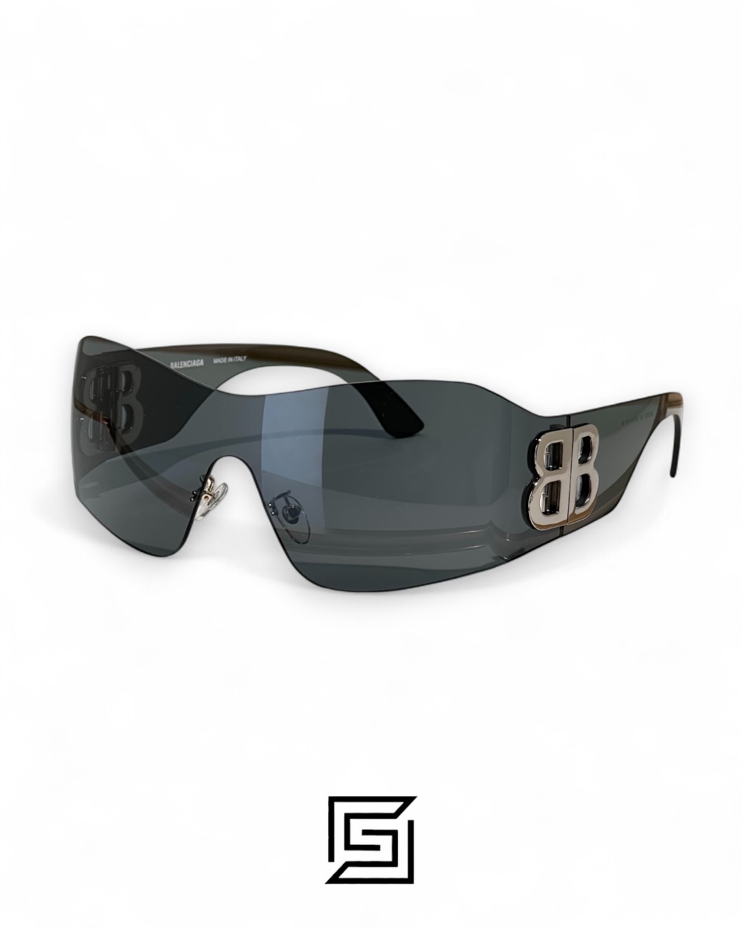 Balenciaga BB0359S Black Lenses Silver Logo - Image 1