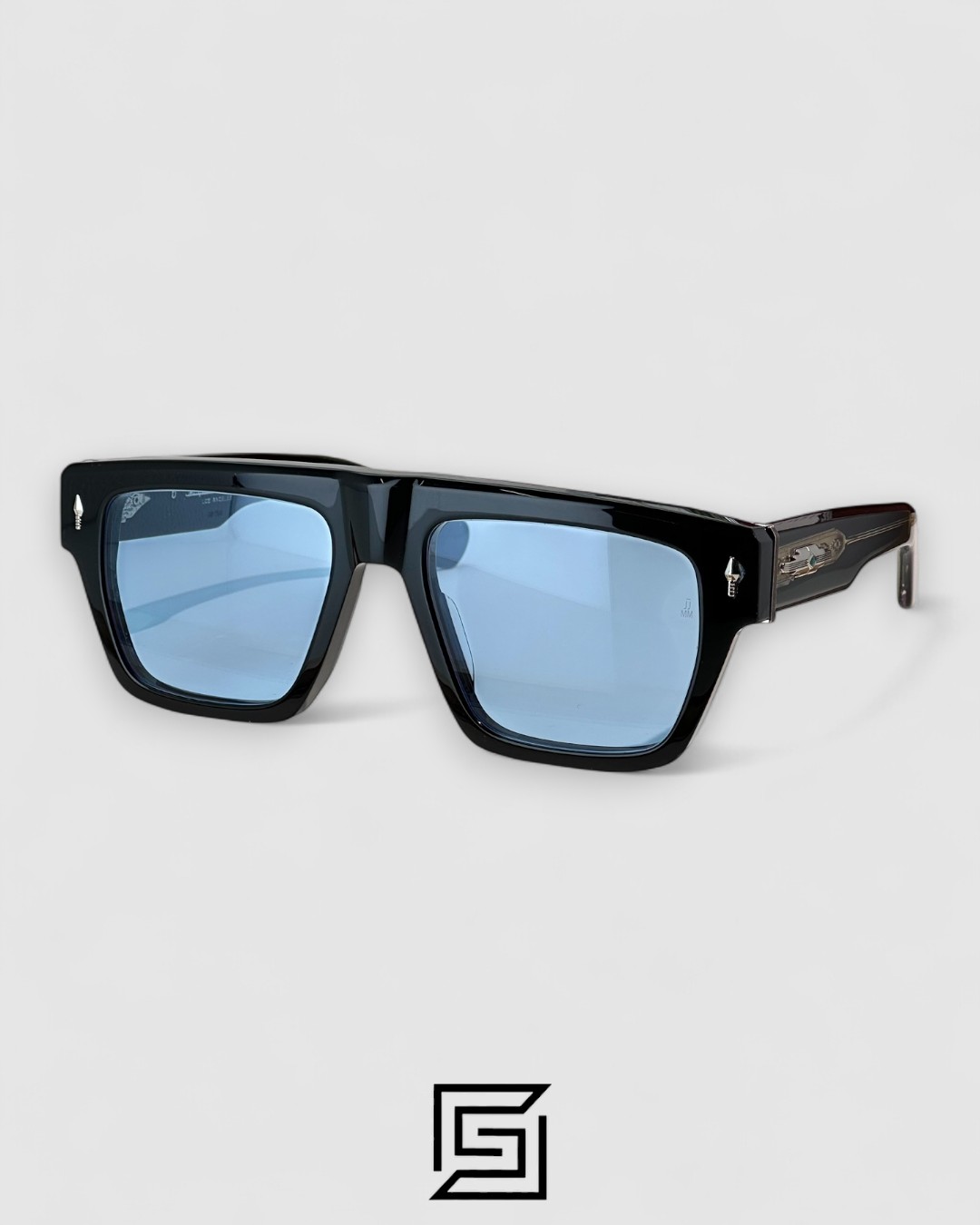 ACOMA Bold Black Frame With Blue Lenses and Gold Arm - Image 1