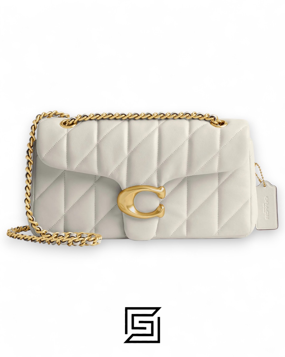 ⁦Coach Tabby Shoulder Bag 26 With Pillow Quilting White Gold – Style No. CP150⁩ - الصورة ⁦1⁩