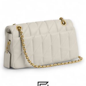 ⁦Coach Tabby Shoulder Bag 26 With Pillow Quilting White Gold – Style No. CP150⁩ - الصورة ⁦3⁩