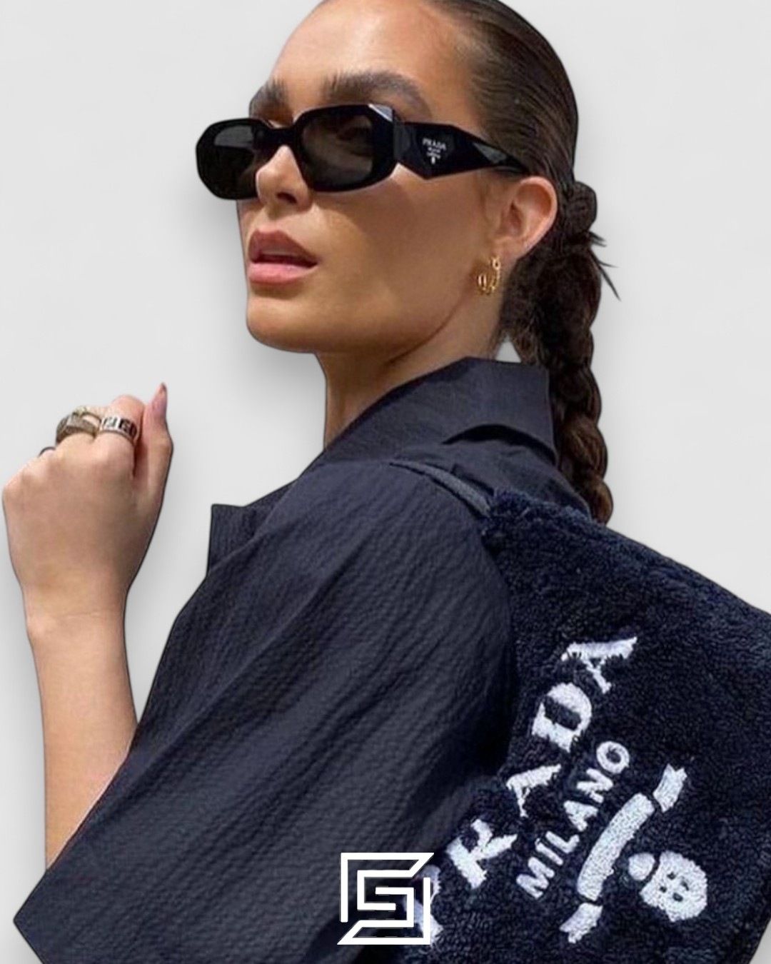 Prada OPR17WSF Grey Lenses Transparent Grey Frame - Image 4