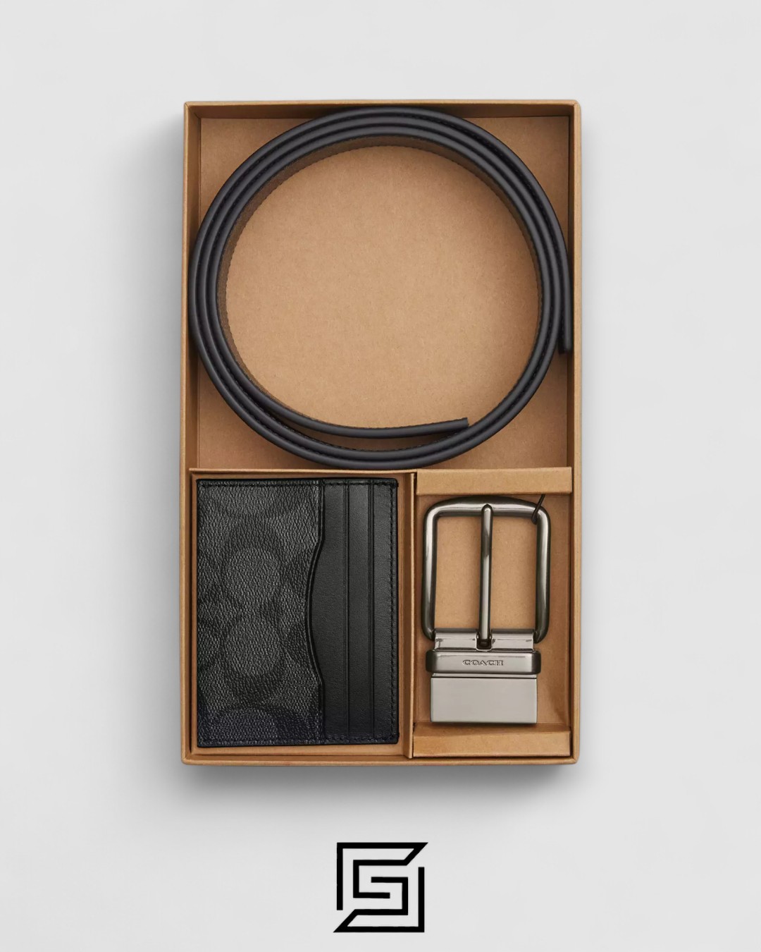 Boxed Card Case And Belt Gift Set In Colorblock Signature Canvas C8278 - Image 1
