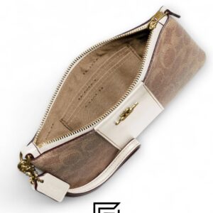 Coach Small Wristlet In Colorblock Signature Canva Brown x White No. F32445 - Image 2