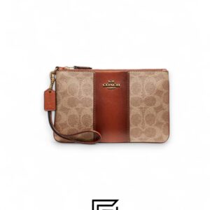 Coach Small Wristlet In Colorblock Signature Canva Brown x Brown No. F32445 - Image 1