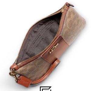 Coach Small Wristlet In Colorblock Signature Canva Brown x Brown No. F32445 - Image 2