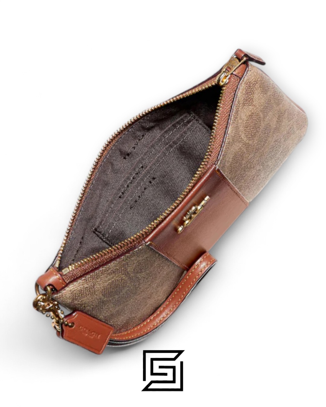 Coach Small Wristlet In Colorblock Signature Canva Brown x Brown No. F32445 - Image 2