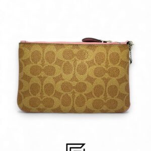Coach Small Wristlet In Colorblock Signature Canva Brown x Pink No. F32445 - Image 2