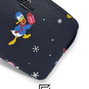 Coach Corner Zip Wristlet In Leather With Disney Holiday Print Black Style No. CN031 - Image 4