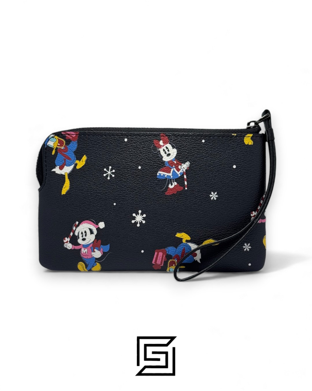 Coach Corner Zip Wristlet In Leather With Disney Holiday Print Black Style No. CN031 - Image 2