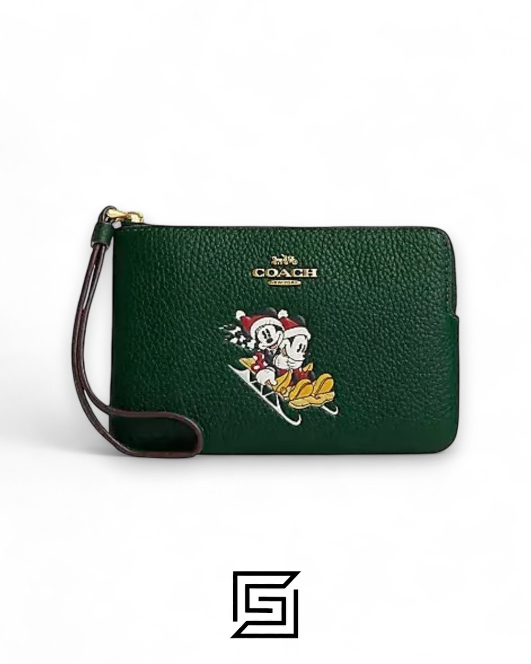 Coach X Disney Corner Zip Wristlet With Sled Motif Dark Pine Style No. CN025 - Image 1