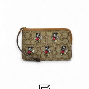 Disney X Coach Corner Zip Wristlet In Signature Jacquard With Mickey Mouse Print Style No. CN033 - Image 1