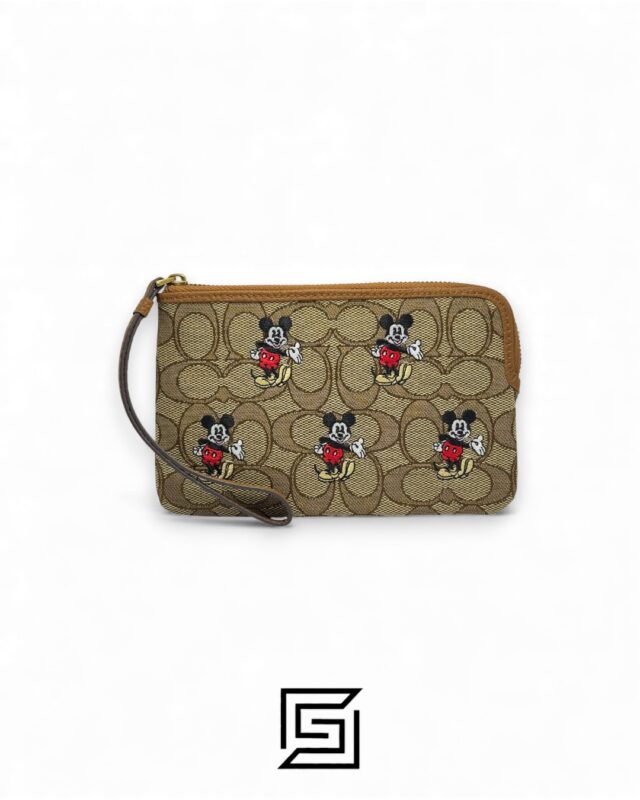 Disney X Coach Corner Zip Wristlet In Signature Jacquard With Mickey Mouse Print Style No. CN033