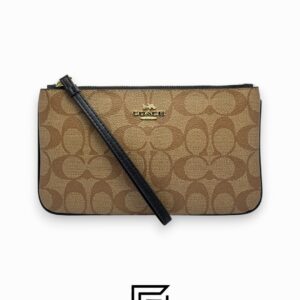 Coach Large Wristlet In Signature Canvas Khaki x Black Style No. F58695 - Image 1