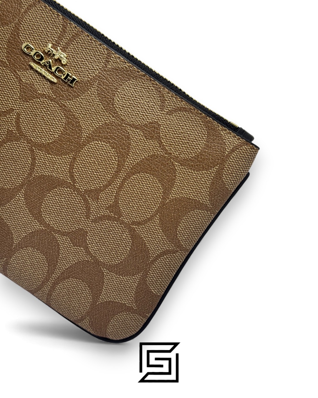 Coach Large Wristlet In Signature Canvas Khaki x Black Style No. F58695 - Image 3