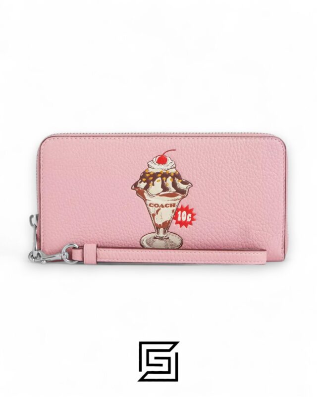 Coach Long Zip Around Wallet with Sundae Graphic Cherry Style No. CU380