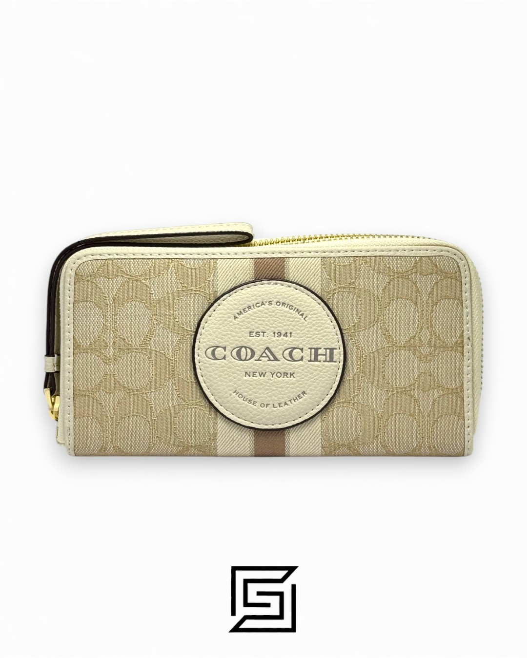 ⁦Coach Dempsey Large Phone Wallet In Signature Jacquard With Stripe And Coach Patch Khaki Style No. C9073⁩ - الصورة ⁦1⁩