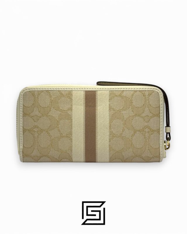Coach Dempsey Large Phone Wallet In Signature Jacquard With Stripe And Coach Patch Khaki Style No. C9073