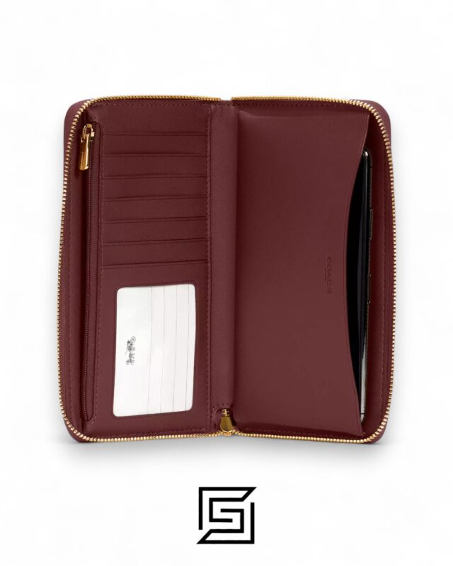 Coach Dempsey Large Phone Wallet In Signature Jacquard With Stripe And Coach Patch Black Style No. C4110