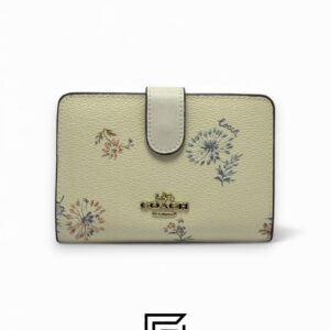⁦Coach Medium Corner Zip Wallet With Dandelion Floral Print White Style No. 2885⁩ - الصورة ⁦1⁩