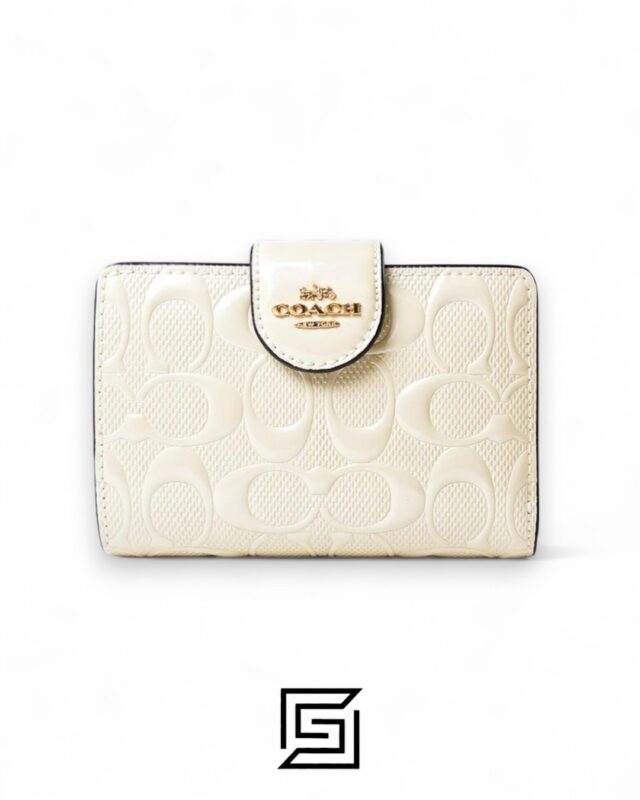 Coach Medium Corner Zip Wallet In Signature Leather in White Style No. CV414