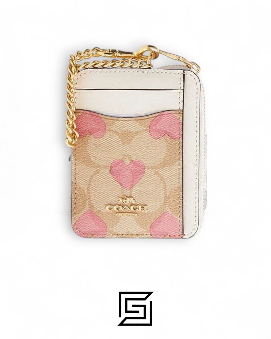 Coach Zip Card Case In Signature Canvas With Heart Print Style No. CW883 - Image 1