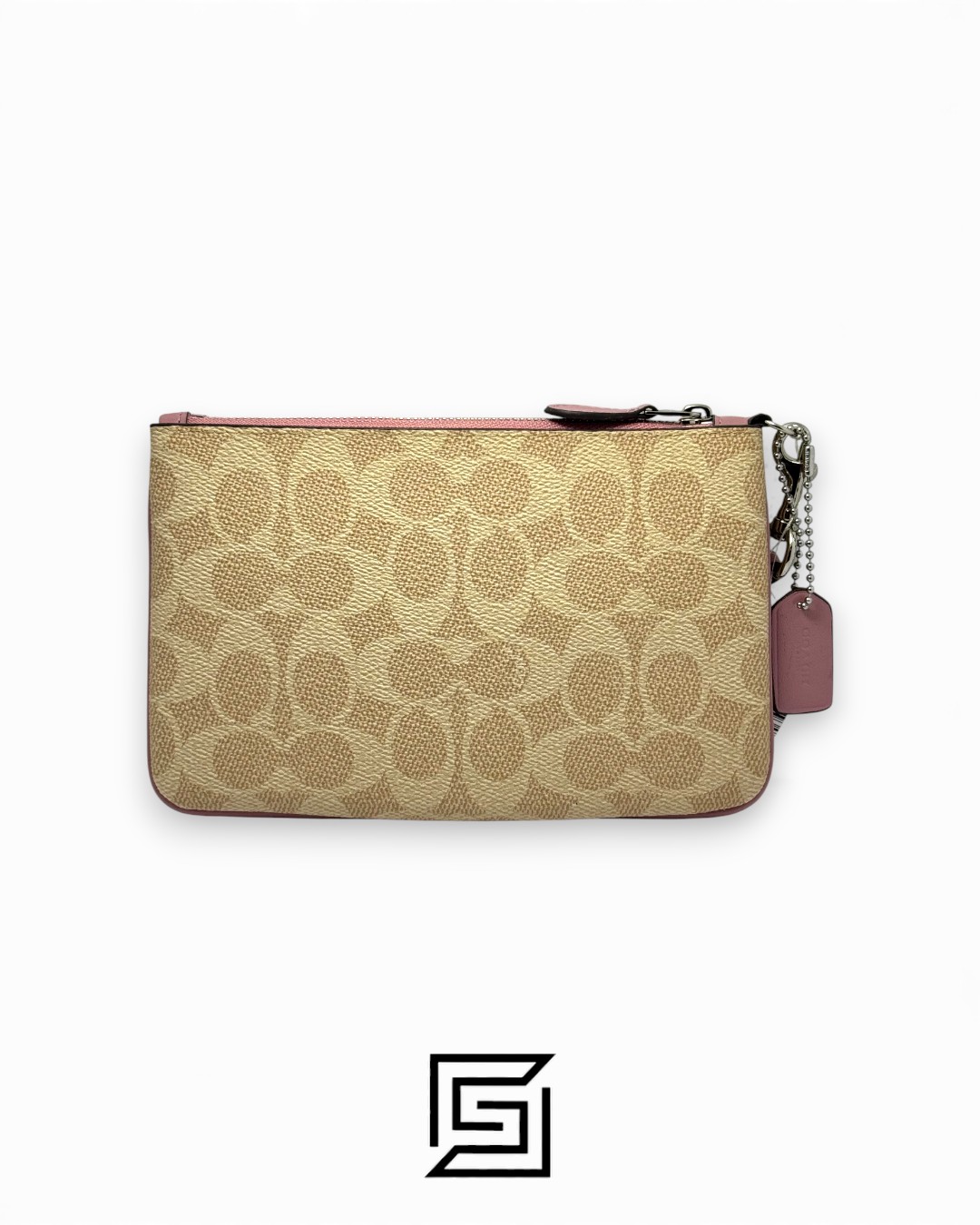 Coach Small Wristlet In Colorblock Signature Canva Khaki x Pink No. F32445 - Image 2