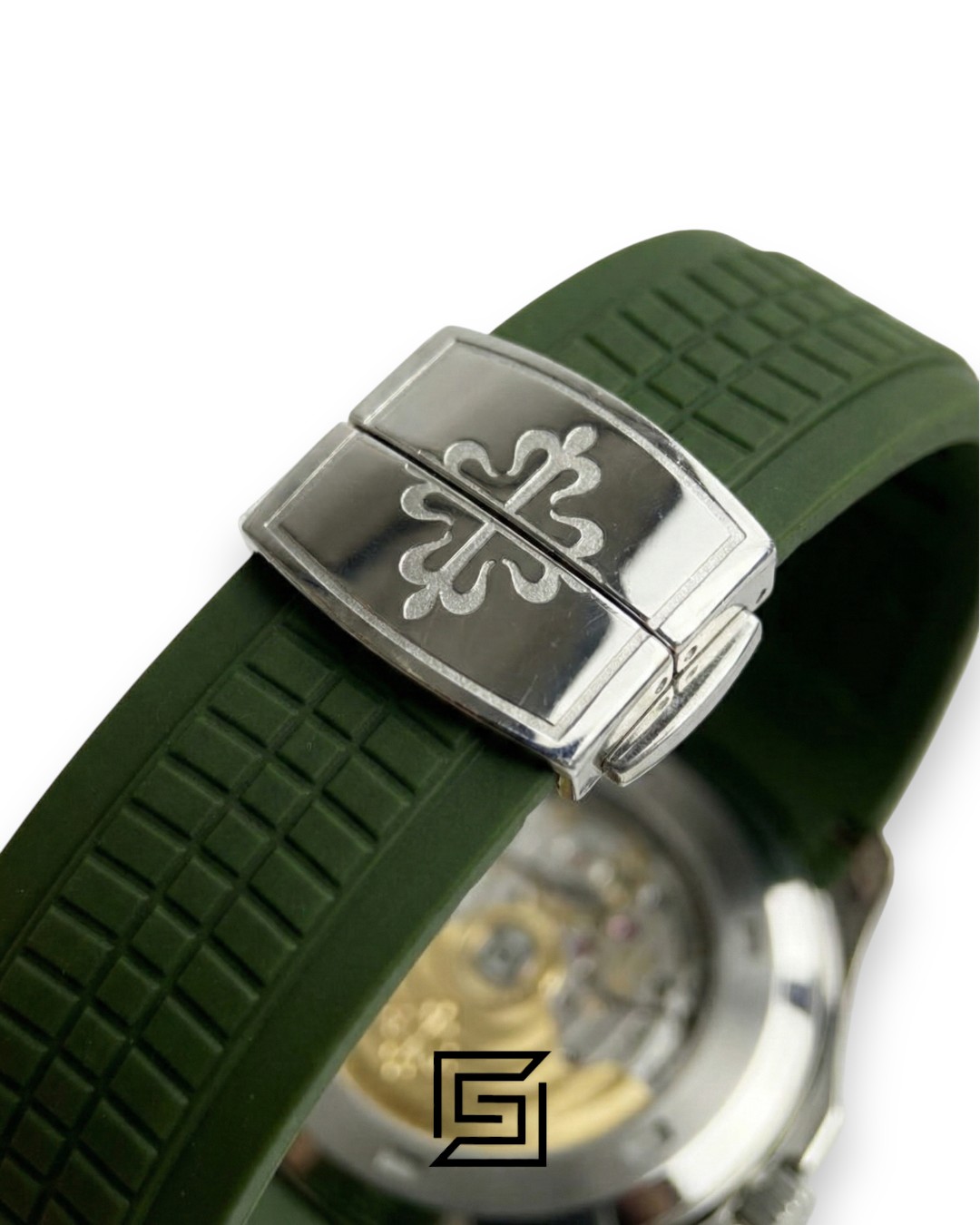 Patek Philippe Aquanaut Chronograph – Green Dial × Green Rubber Strap – Japanese Automatic White Second Hand - Image 4