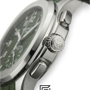 Patek Philippe Aquanaut Chronograph – Green Dial × Green Rubber Strap – Japanese Automatic White Second Hand - Image 3