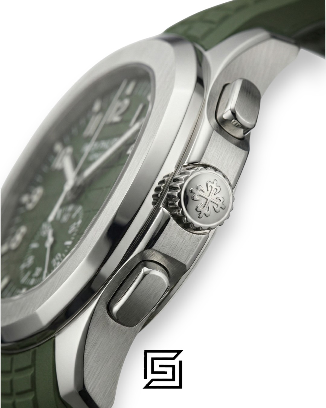 Patek Philippe Aquanaut Chronograph – Green Dial × Green Rubber Strap – Japanese Automatic White Second Hand - Image 3