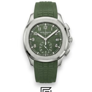 Patek Philippe Aquanaut Chronograph – Green Dial × Green Rubber Strap – Japanese Automatic White Second Hand - Image 1