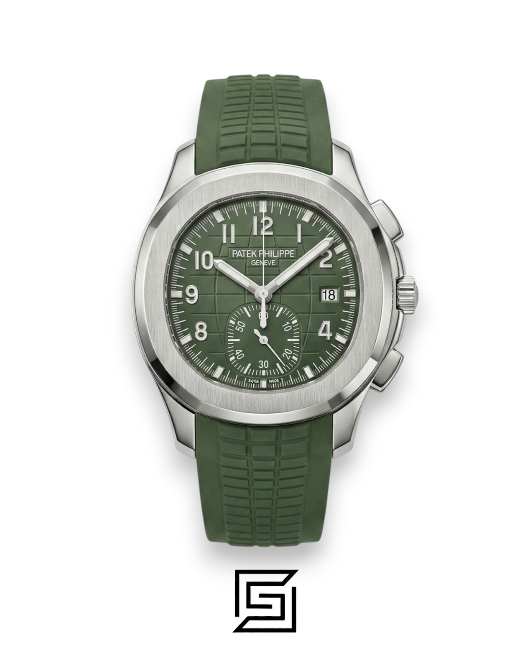 Patek Philippe Aquanaut Chronograph – Green Dial × Green Rubber Strap – Japanese Automatic White Second Hand - Image 1