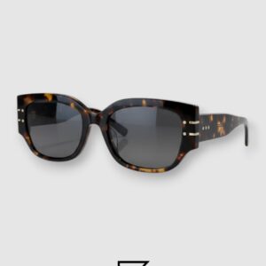 Dior Signature S13F Black Lenses Tiger Brown Frame Gold Logo