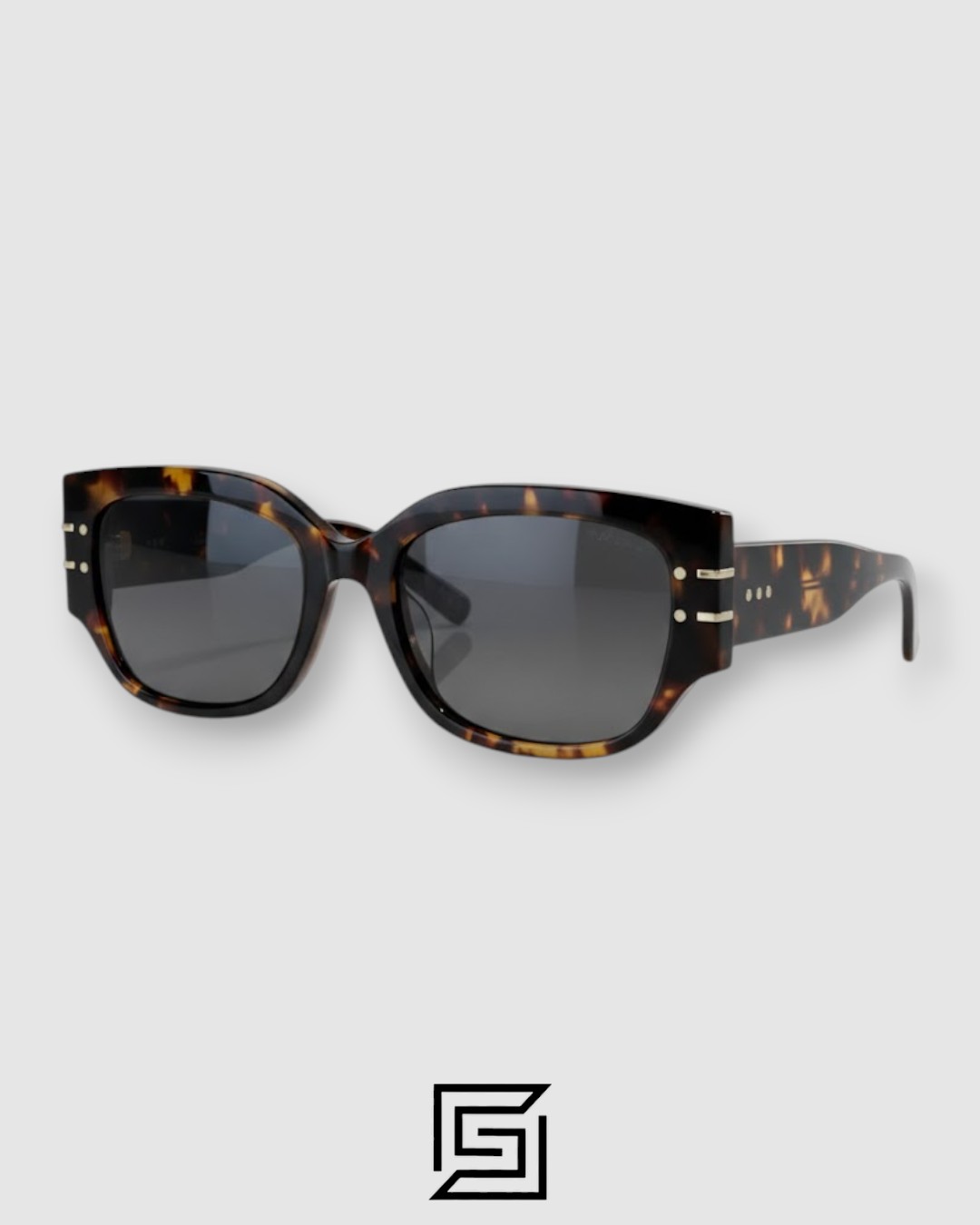 Dior Signature S13F Black Lenses Tiger Brown Frame Gold Logo