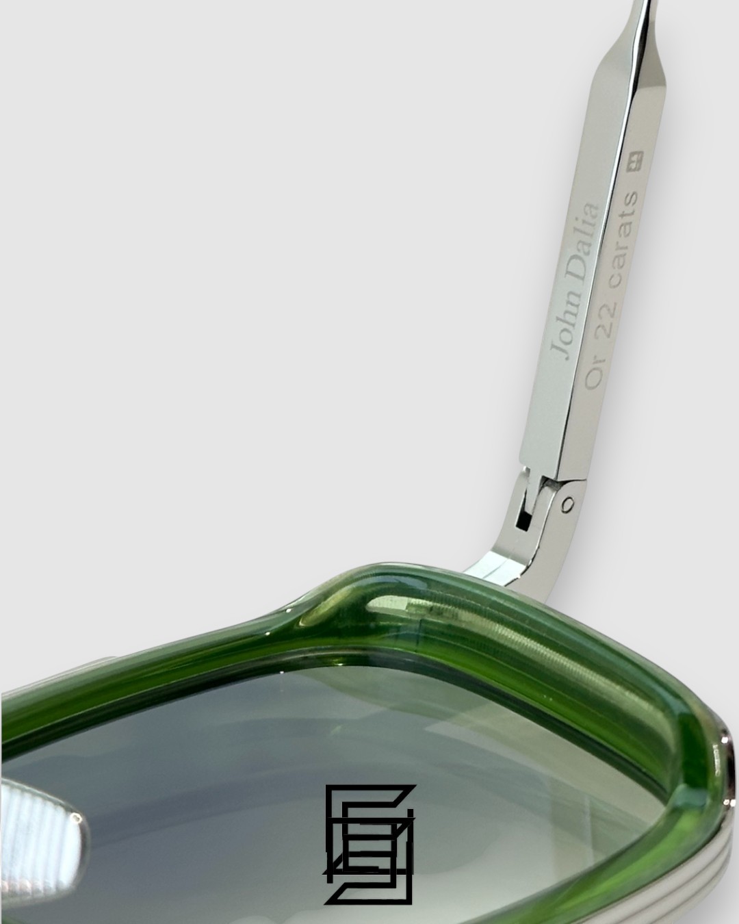John Dalia BARD C107 Green Lenses and Green Frame Silver Metal  Sunglasses - Image 7
