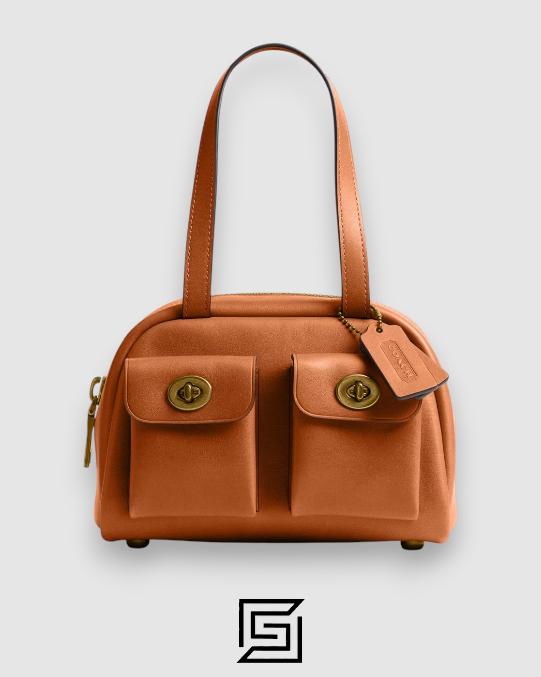 Coach Twin Turnlock Bag 20 Light Brown Style Number CCC55 - Image 1