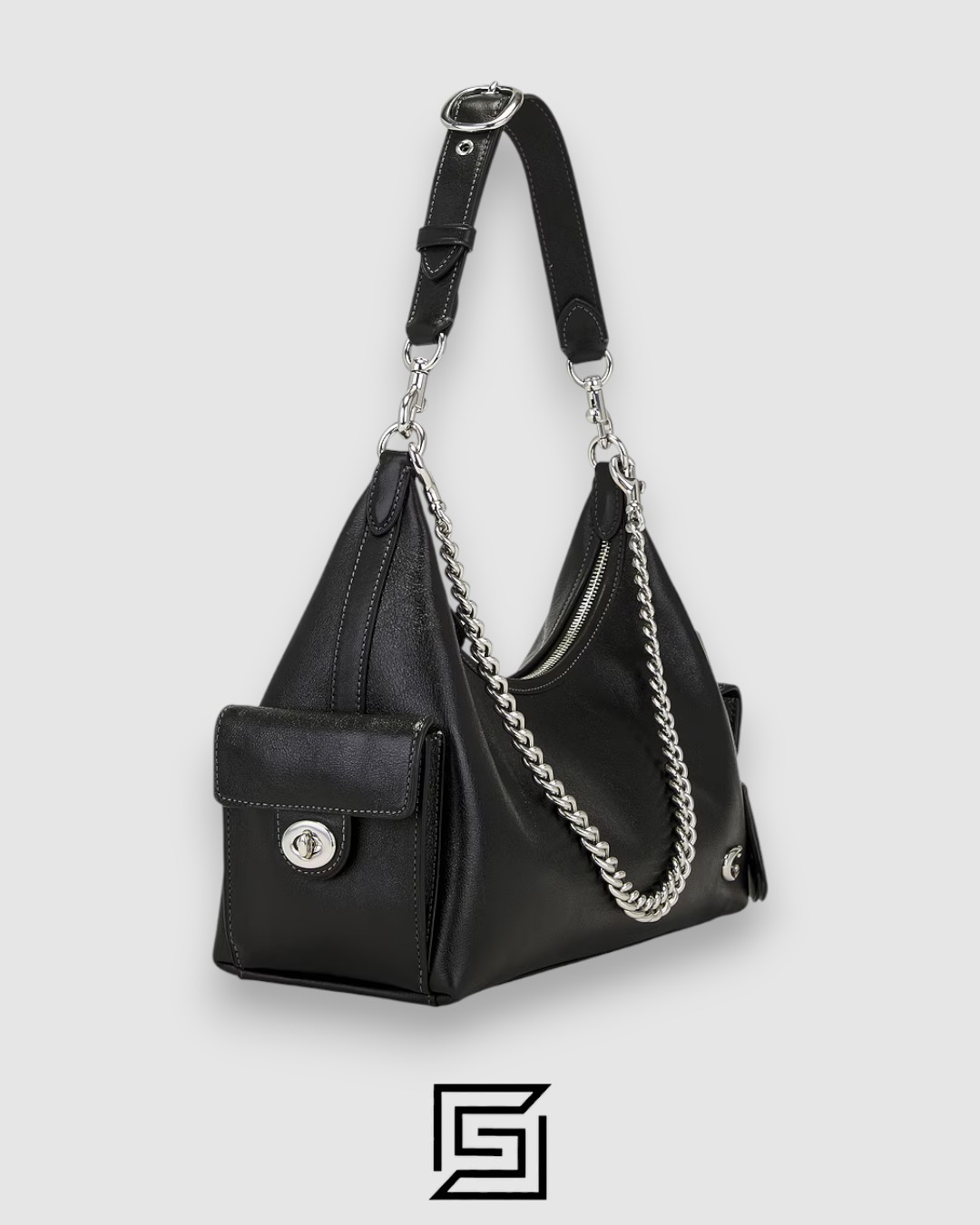 ⁦Coach Pocket Juliet Bag 30 Black Style Number CAM20⁩ - الصورة ⁦4⁩