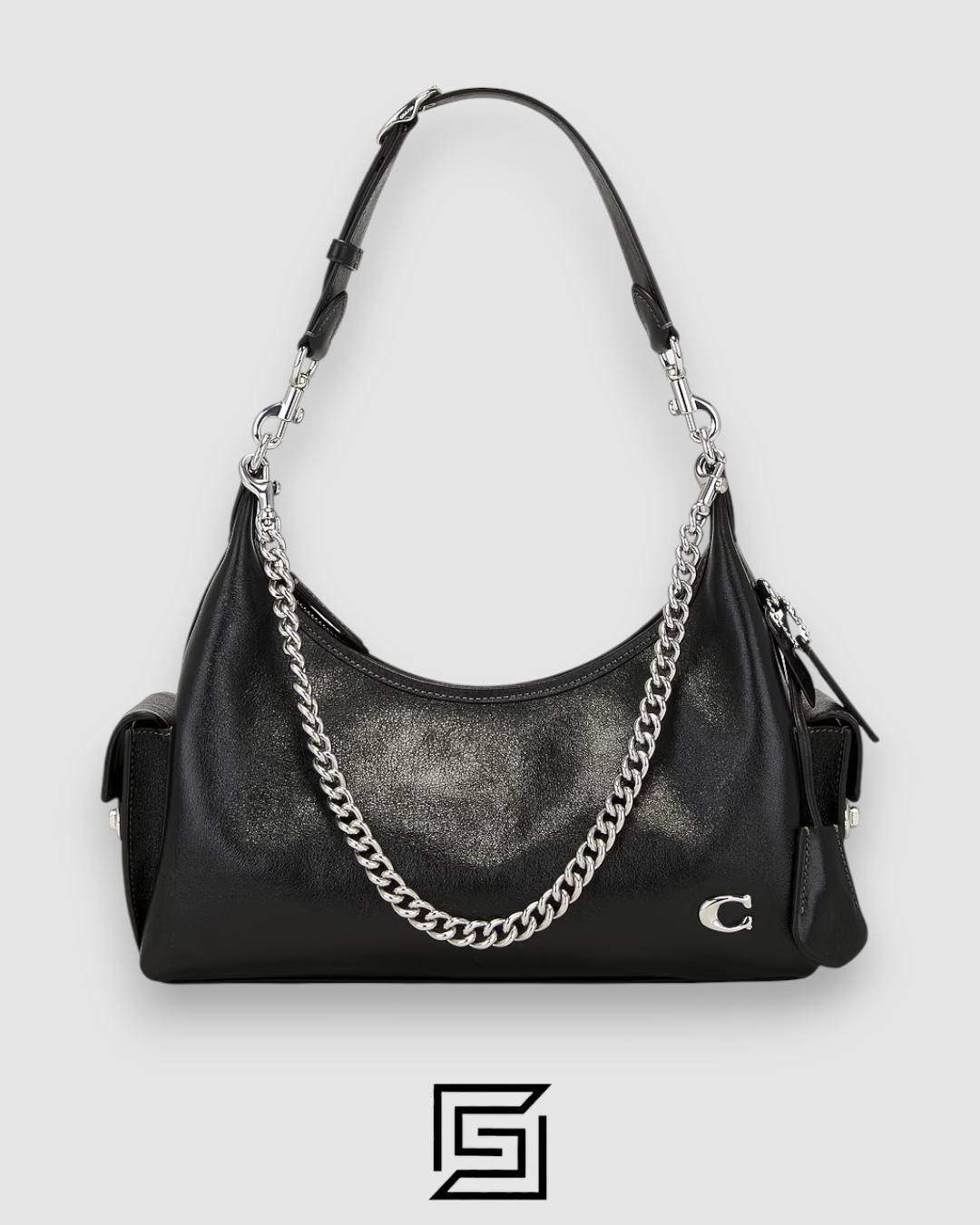 ⁦Coach Pocket Juliet Bag 30 Black Style Number CAM20⁩ - الصورة ⁦1⁩