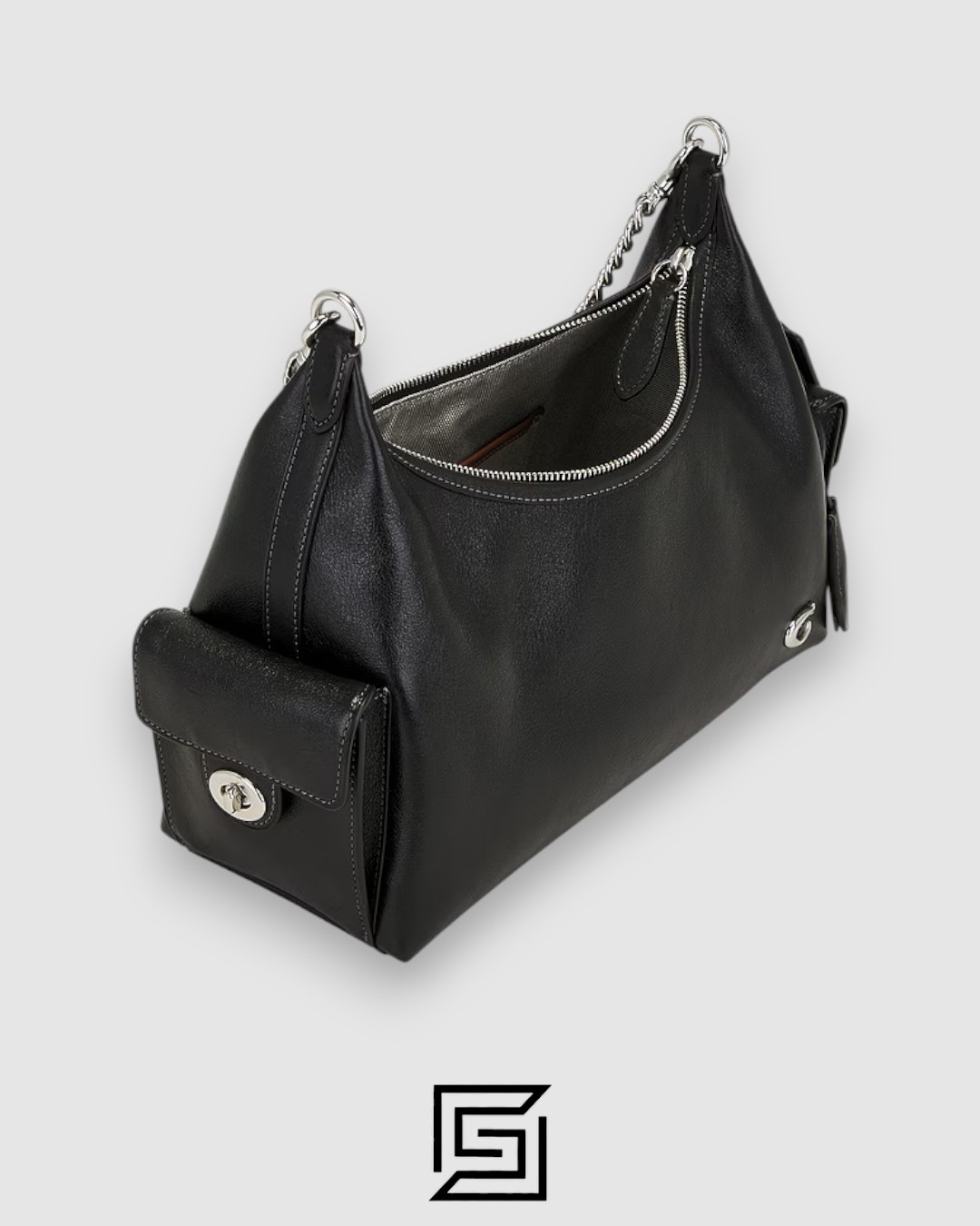 ⁦Coach Pocket Juliet Bag 30 Black Style Number CAM20⁩ - الصورة ⁦3⁩