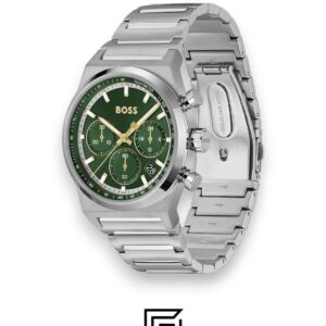 ⁦Hugo Boss 1514220 Men's Silver Stainless Steel Green Dial Watch⁩ - الصورة ⁦2⁩