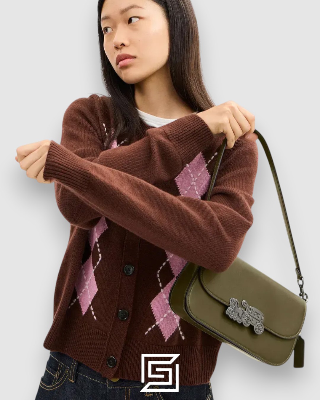 Coach Harper Shoulder Bag Olive Style Number CE65 - Image 4