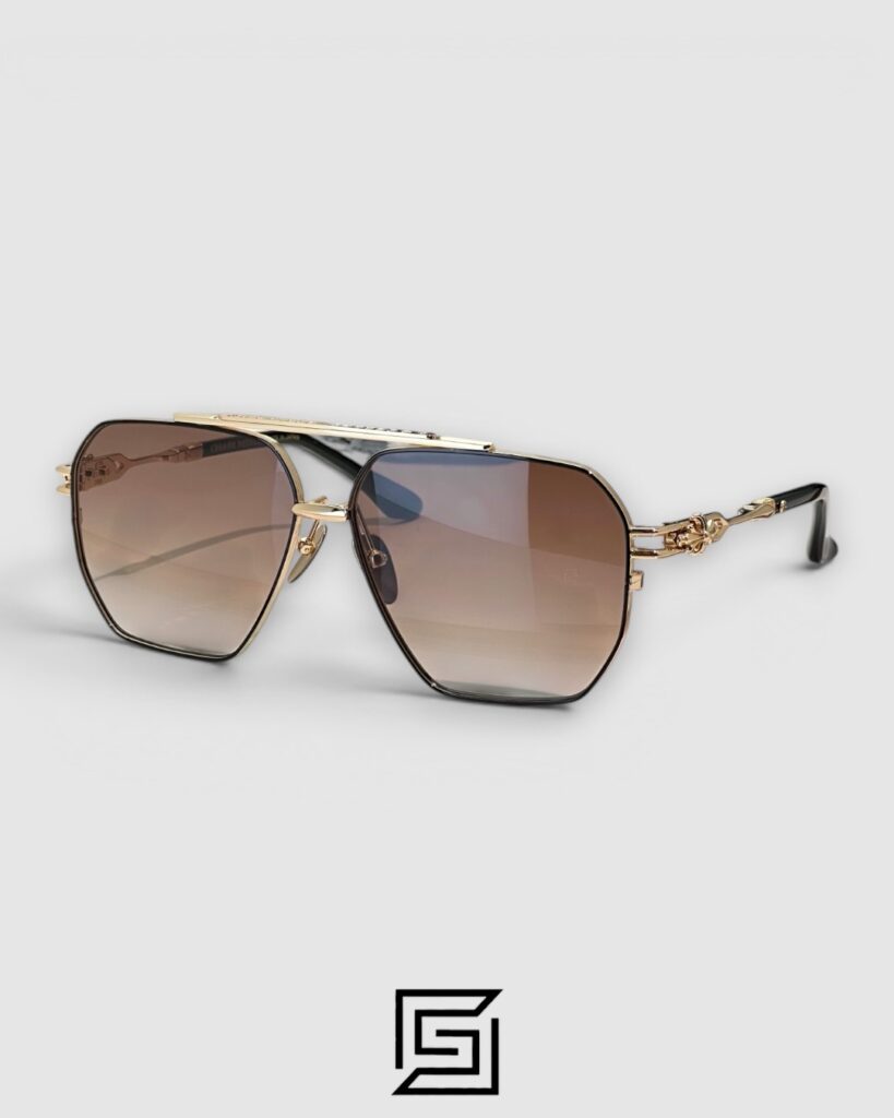 Chrome Heart Ripping Silver Frame Grey Gradient Lenses Sunglasses