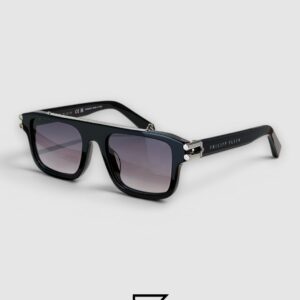 Philipp Plein LIGHT FIGHTER VPP021 Black Frame Sunglasses with Black Lenses and Silver Details