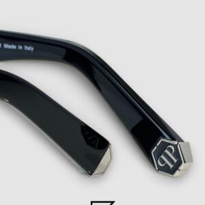 ⁦Philipp Plein LIGHT FIGHTER VPP021 Black Frame Sunglasses with Black Lenses and Silver Details⁩ - الصورة ⁦6⁩