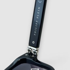 ⁦Philipp Plein LIGHT FIGHTER VPP021 Black Frame Sunglasses with Black Lenses and Silver Details⁩ - الصورة ⁦5⁩