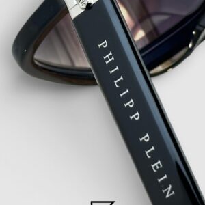 ⁦Philipp Plein LIGHT FIGHTER VPP021 Black Frame Sunglasses with Black Lenses and Silver Details⁩ - الصورة ⁦4⁩